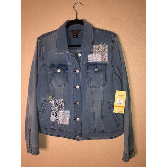 Multiples Missy Leisurely Y2K CottageCore Hippie Western Cotton Patch Jacket - Picture 6 of 8